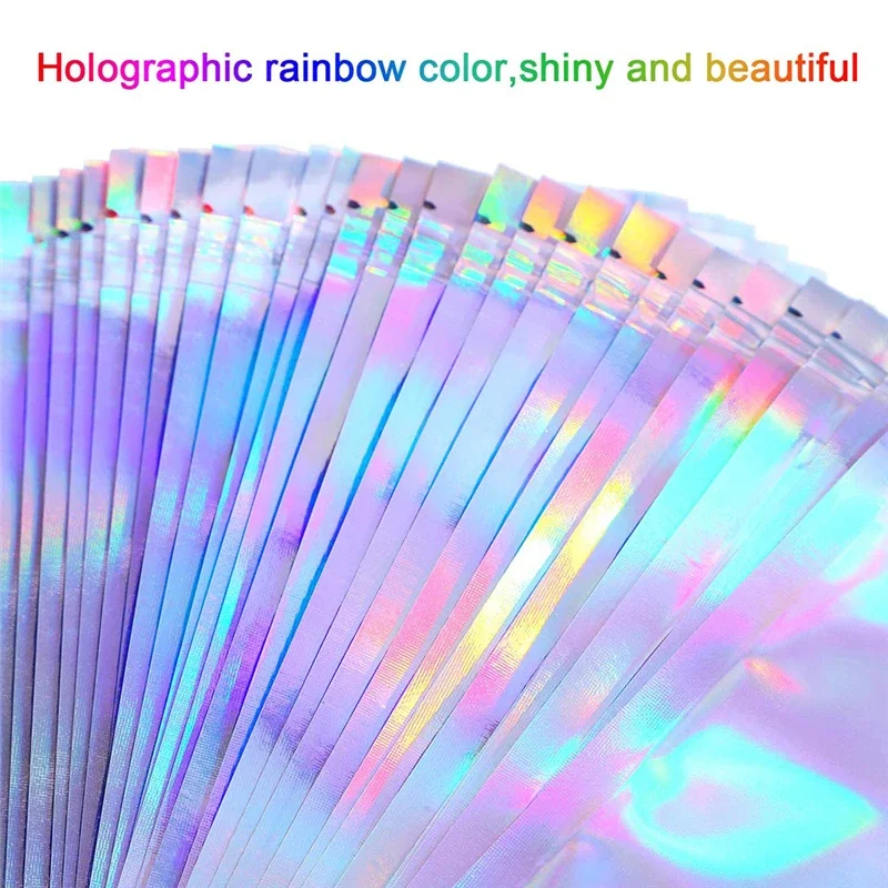 100PCS Iridescent Zip lock Bags Pouches Cosmetic Plastic Laser Iridescent Bags Holographic Makeup Bags Hologram Zipper Bag