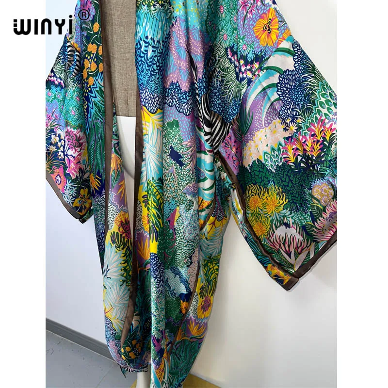 WINYI europa bliski wschód kimono kobiety Cardigan stitch kaftan Cocktail sexy Boho okrycie plażowe upaafrican Holiday szlafrok z długim rękawem