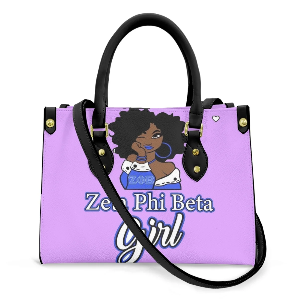 

FORUDESIGNS Zeta Phi Beta Ms. PU Handbag Cartoon Black Girl Design Totes Bags Shoulder Travel Cosmetic Organizer Luxury