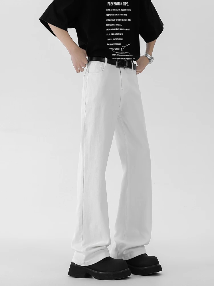 Witte Cleanfit Bell Bot Jeans Amerikaanse High Street Vibe afslankbroek met rechte pijpen, wijde pijpen, middentaille