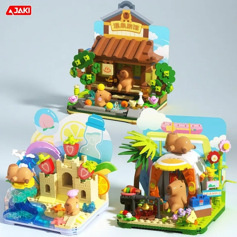 

JAKI Capybara Camping Series Series Building Block Assembly Toys Collectible Models Desktop Ornaments Children's Holiday Gifts