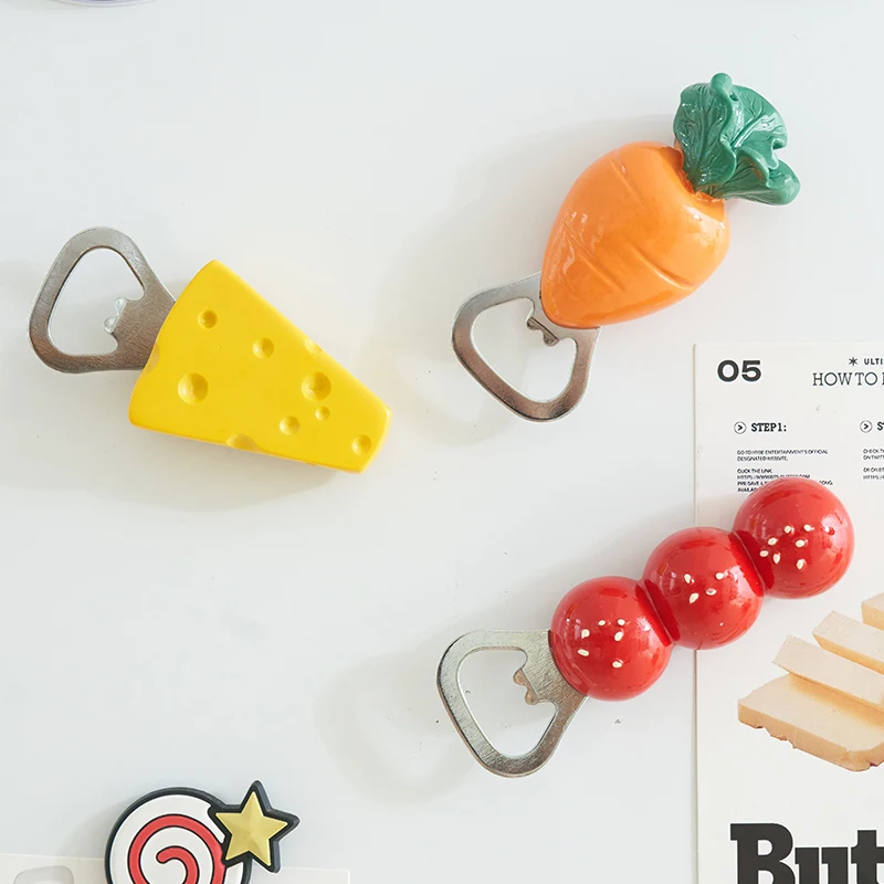 【Epeiushome】Cheese Bottle Opener Refrigerator Sticker Magnetic Sticker Bottle Cap Opener Refrigerator Decorative Sticker