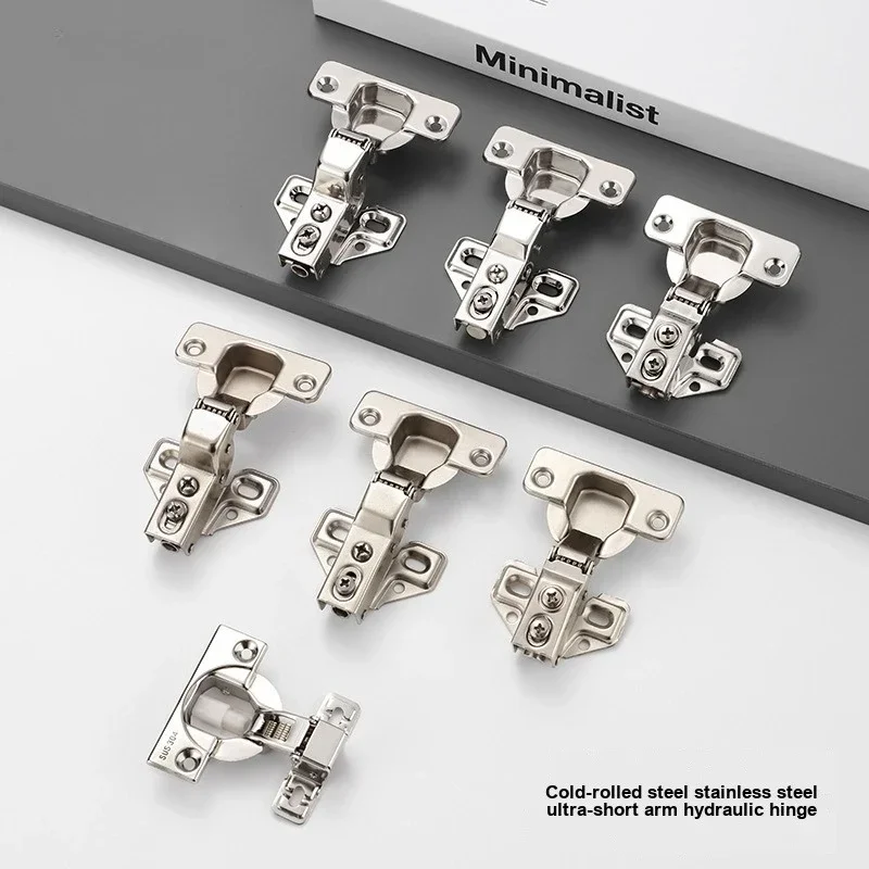 Stainless Steel American Style Short Arm Hydraulic Buffer Protective Mute Hinge for Wardrobe Bathroom Extremely Narrow Side