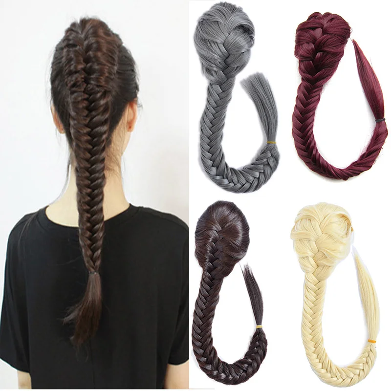 

Zolin Synthetic Hair Braid Ponytail Extension Drawstring Rope Chignon Fishtail Ponytails Wedding Hair Updos Hairpiece For Girls