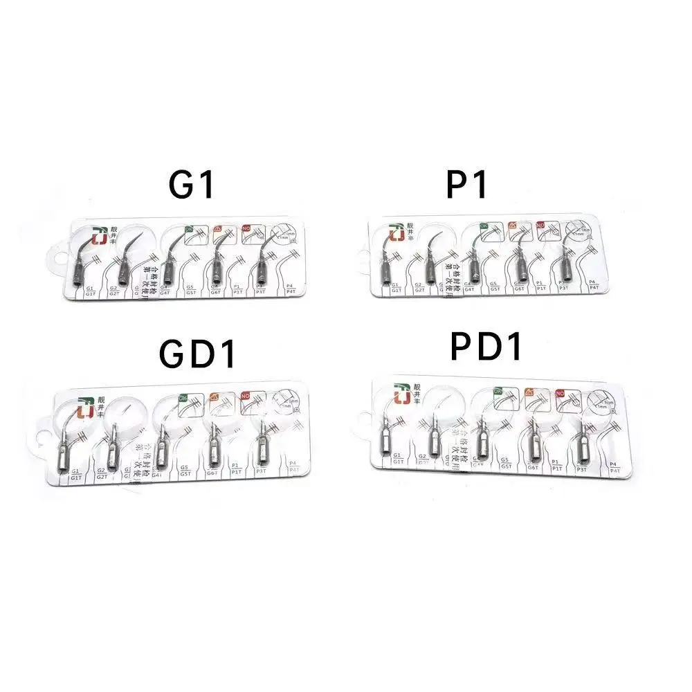 5 Stück Woodpecker Dental Machine Ersatzköpfe für die Mundhygiene-Zahnreinigung – inklusive P1/G1/G2/G3/PD1/GD1-Spitzen