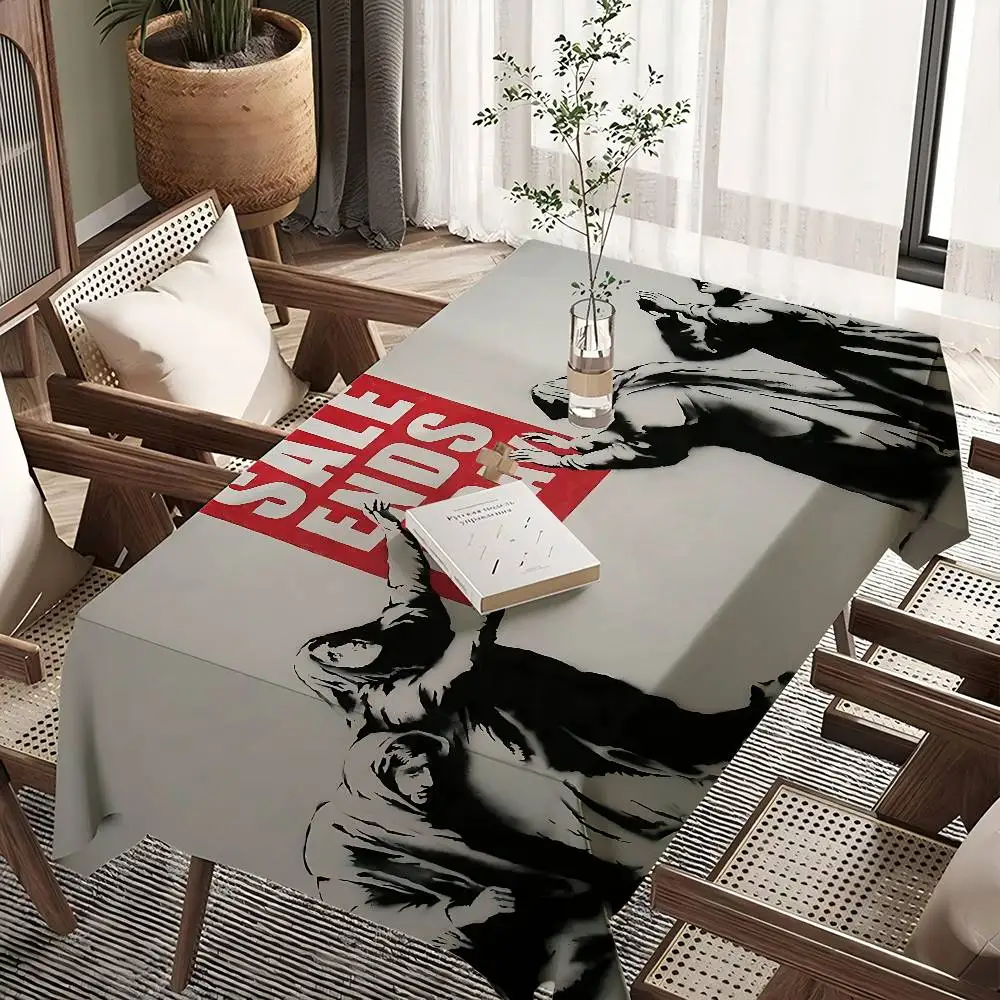 Banksy Graffiti Game Film Home Tablecloths Dining Decoration And Rectangular Table Accessories Waterproof Cloth Anti-stain
