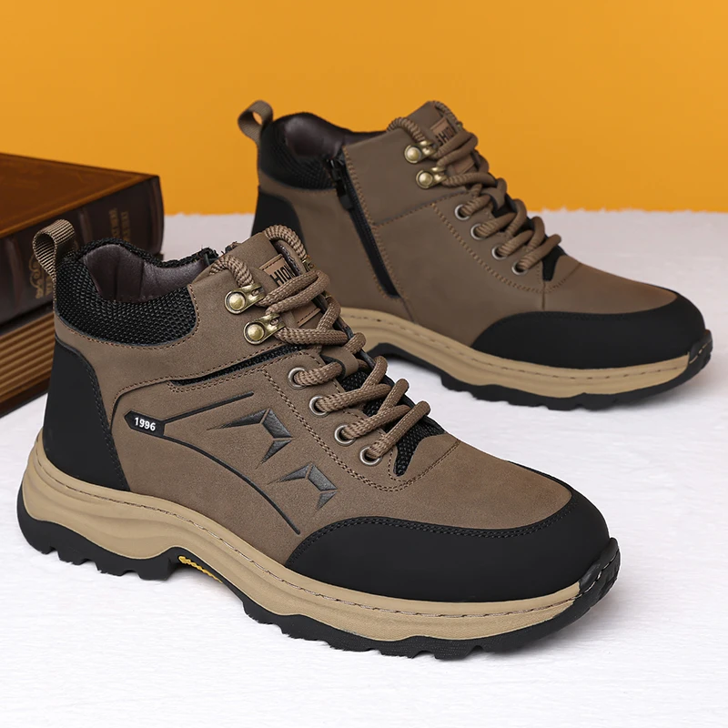 

Mens High Top Winter Snow Boots Thick Warm Faux Fur Lined Waterproof Anti Slip Shoes For Dad Outdoor Cold Weather Cotton Boots