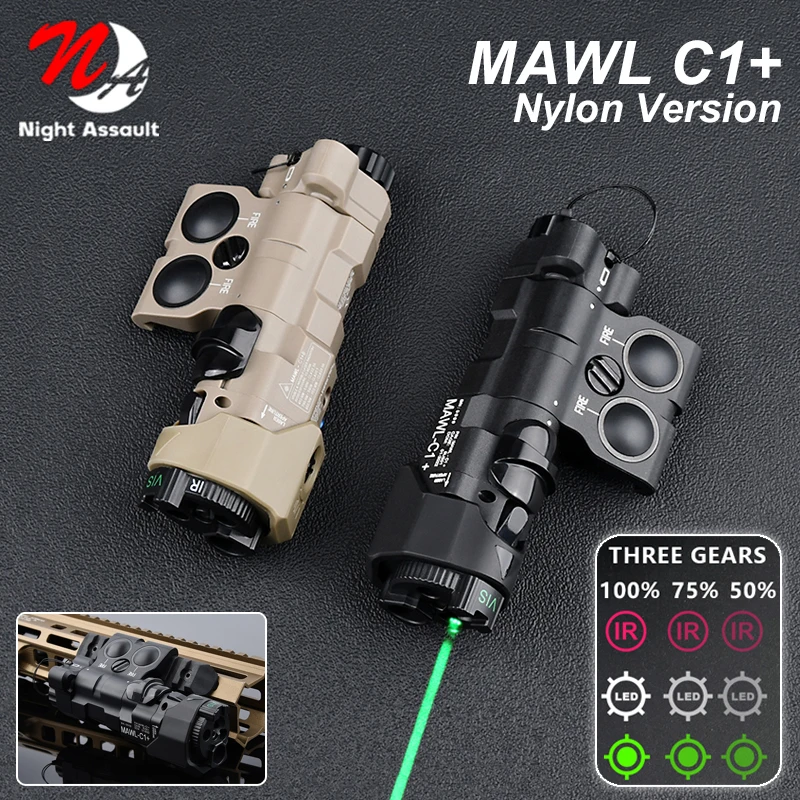 

WADSN New Upgraded MAWL-C1 Tactical Airsoft Nylon plastic CNC LED Aiming MAWL Red Dot Green Blue Hunting Weapon Lights IR Laser