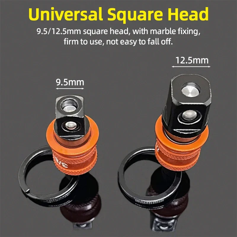 6 قطعة المفاتيح محول القابس مجموعة سبائك الألومنيوم 1/2 3/8 مربع رئيس التغيير السريع تحويل قضيب مع حلقة تسلق كليب #4