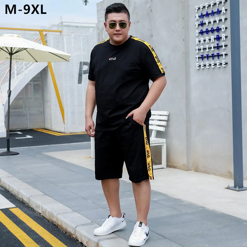 

Shorts Tracksuit Men Set 2 Piece Summer White Tops Tee Shirt Plus Size Tshirts 6XL 7XL 8XL 9XL Male Sports Black Boys Clothes