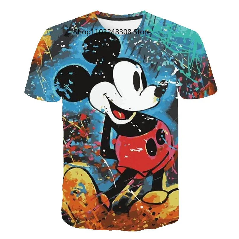 Léto nový chlapci kreslený disney mickey myš T košile kostýmy dívčí topy tees oblečení móda krátký rukávy ležérní děti tee-shir