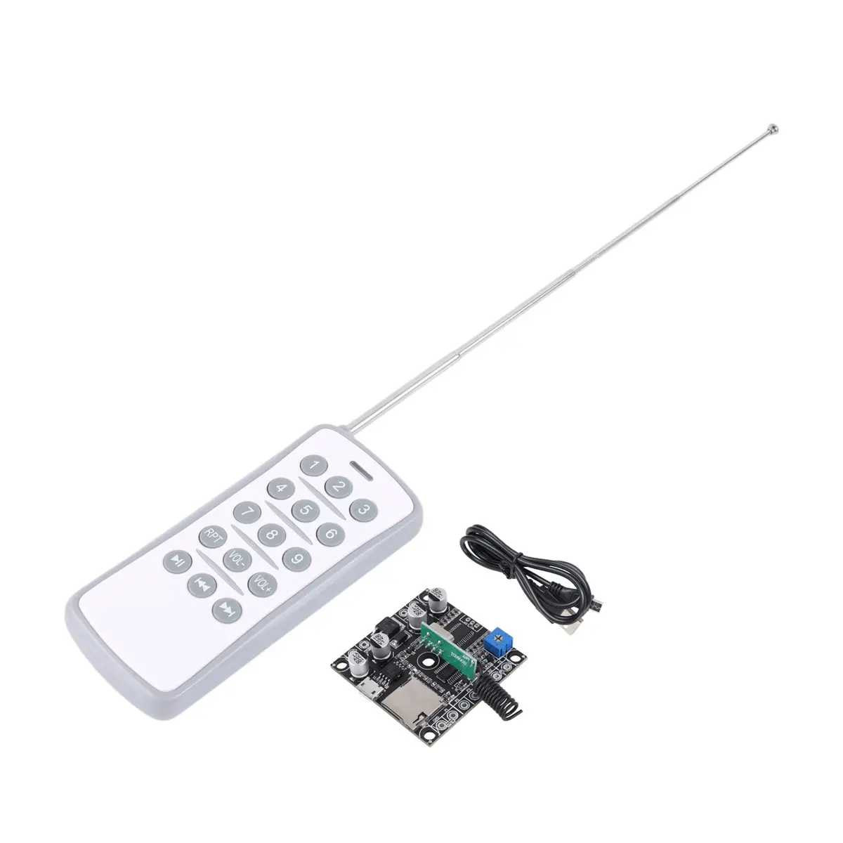 Wireless Remote MP3 Player Module Sound Card 15 Key 433MHz Remote MP3 Sound Board Voice Module Mono 30Watts Amplifier