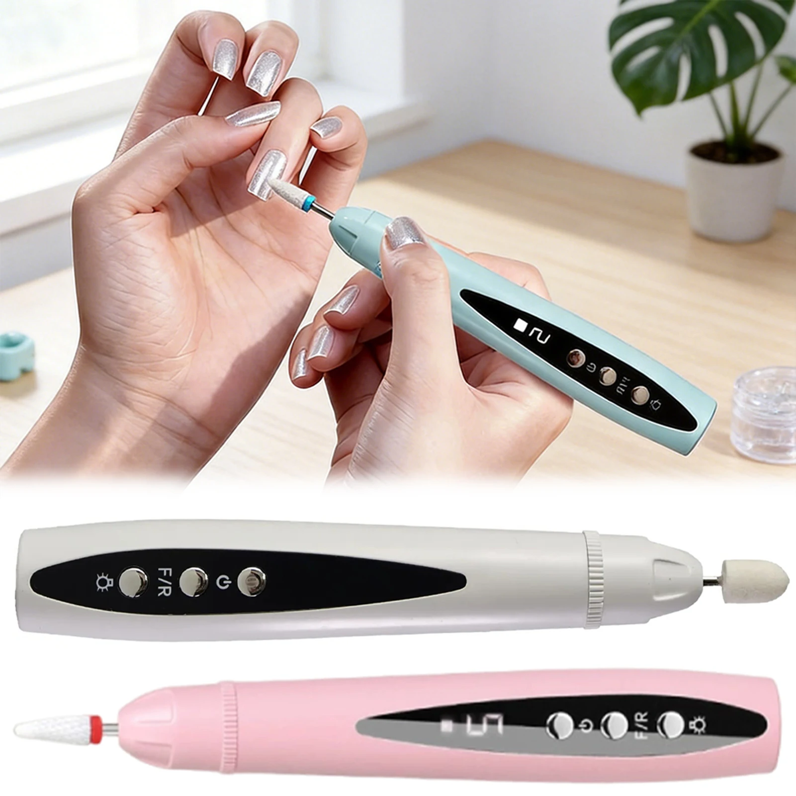2 in 1 Wireless Nail Drill Pen with UV Lamp Nail File Polishing Pen Professional Nail Drill Portable Manicure Drill Salon Tool