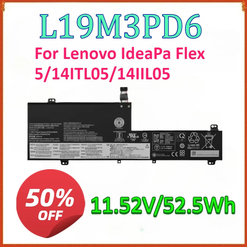 SWZY  11.52V 4570mAh Laptop Battery L19M3PD6 For Lenovo IdeaPad Flex 5 15 14 AMD L19C3PD6 L19D3PD6 L19L3PD6 SB10X49076 SB10X4907