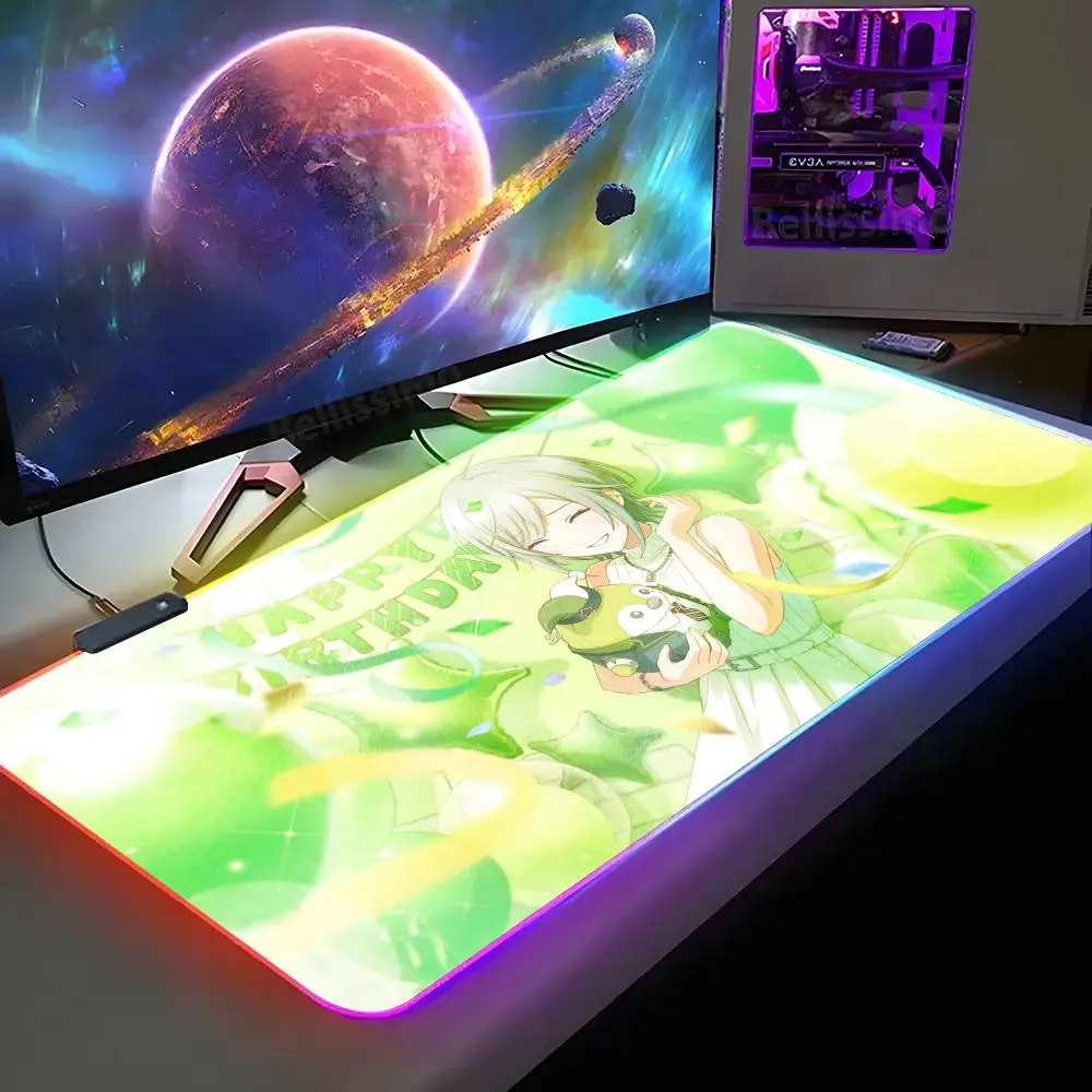 

Коврик для мыши Project Sekai на день рождения XXL RGB, игровой коврик для мыши HD Gamer, большие коврики для мыши со светодиодной подсветкой, ковер для ПК с подсветкой