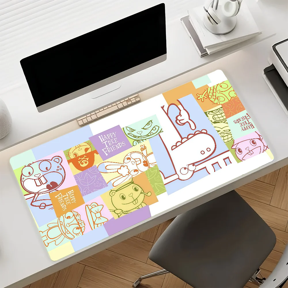 Anime Happy T-tree Friends Mouse Pad Anti Slip Rubber Edge Locked Thickened Laptop Gaming Desk Mat