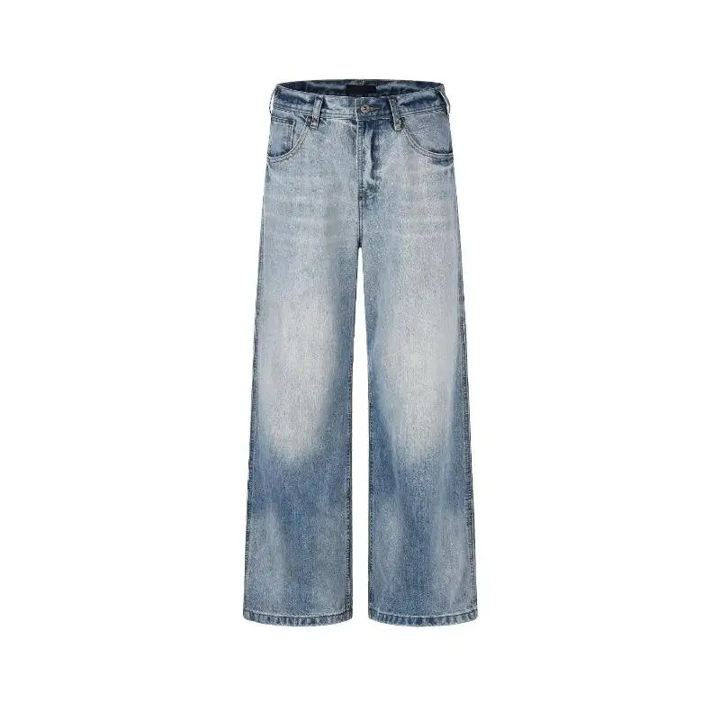 

Retro American Washed Jeans Loose Wide Leg Casual Jeans for Men And Women Youth Fashion Straight Cut Non-Stretch