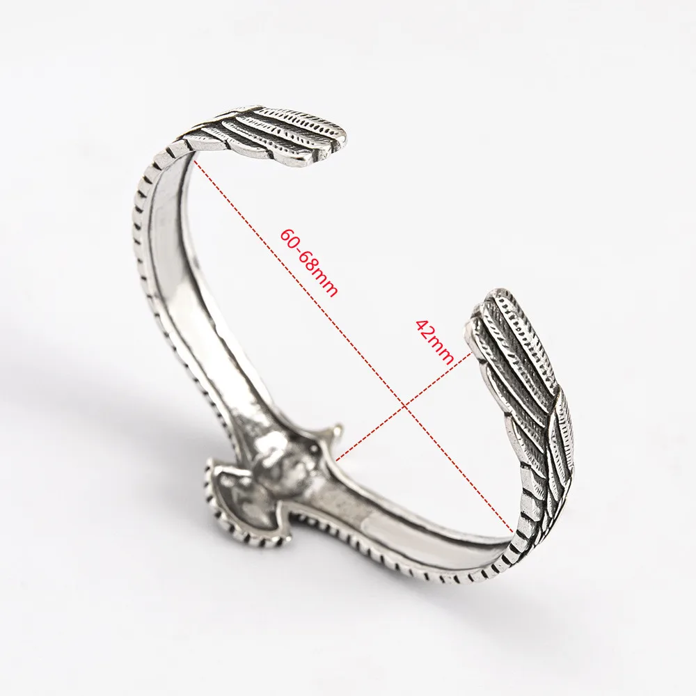 Buyee 925 Sterling Silver Rock Punk Bangle Elegant Eagle Open Bangle Circle for Woman Man Fashion Golden Jewelry Bangle