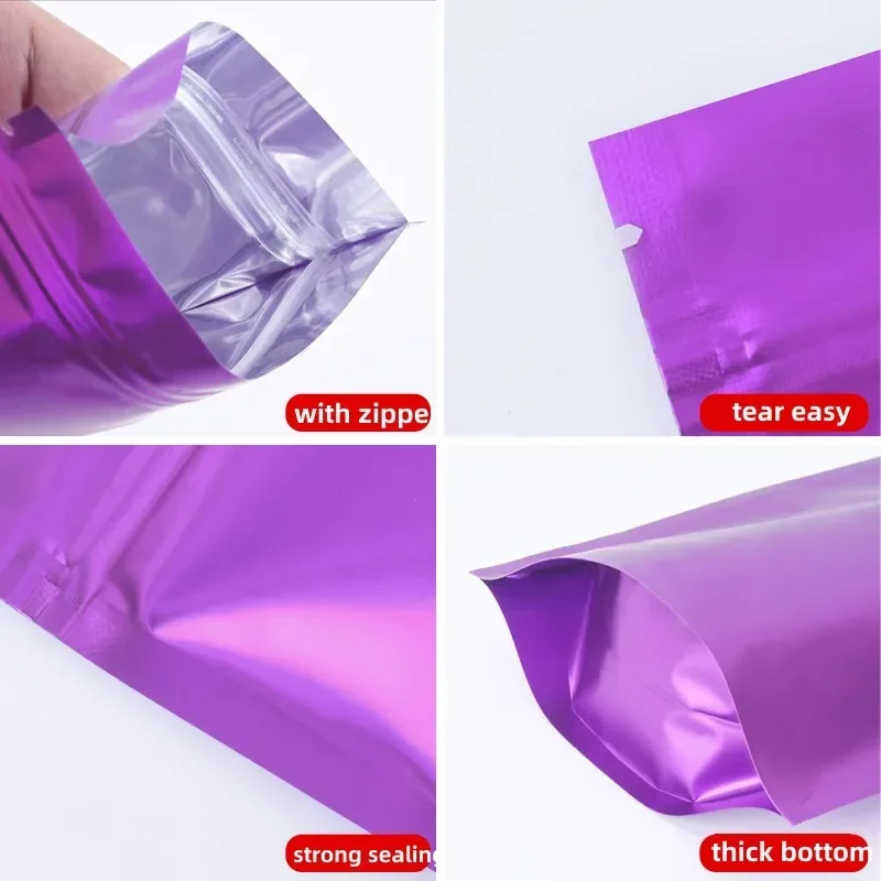 100pcs Matte Color Aluminum Foil Zip Lock Bags Resealable Coffee Snack Nuts Spice Customized Printing Mylar Packaging Bags