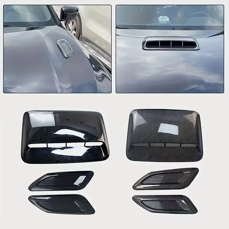 40cm Universal Car Air Flow Decorative Intake Hood Scoop Bonnet Vent Sticker Cover Hood Geared to fit any FLAT Hood Vehicle