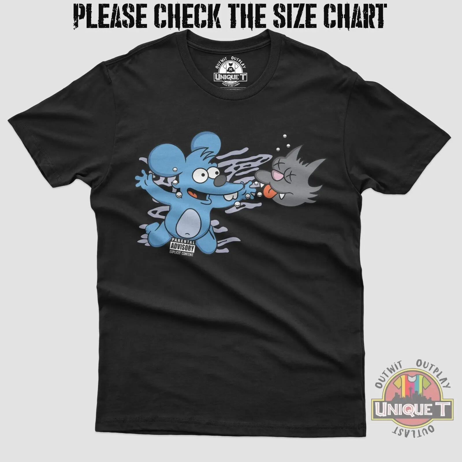 Itchy and Scratchy T shirt Nevermind funny Cartoon Movie T-Shirt the Simp Tee long or short sleeves