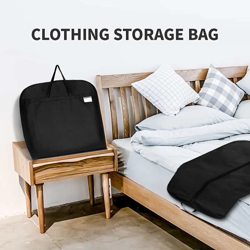 Foldable Black Suit Garment Cover with Handles, Dust-Proof Protector, Ideal for Business Trip & Travel Clothes Storage - view 3