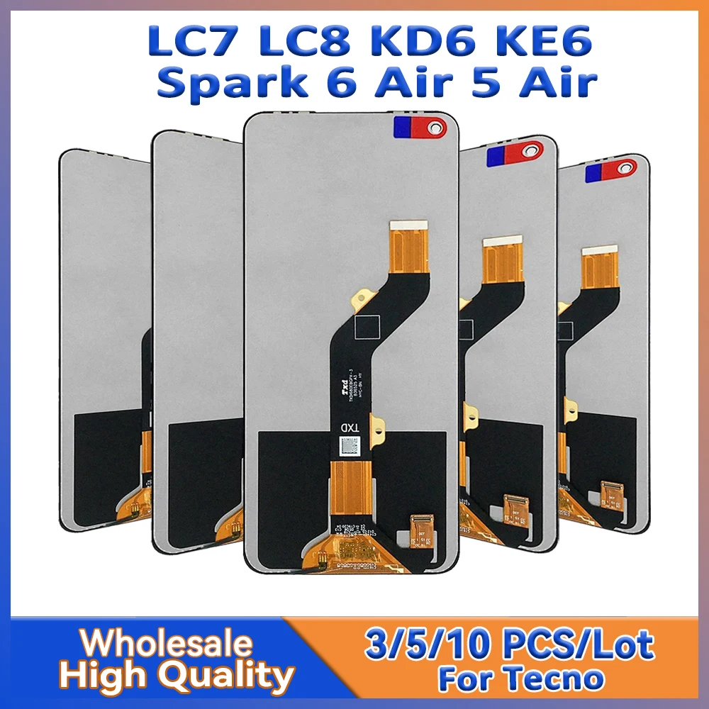 

Wholesale 3/5/10 pieces Lot For Tecno Spark 6 Air 5 Air Screen Lcd Display With Touch Assembly LC7 LC8 KD6 KE6