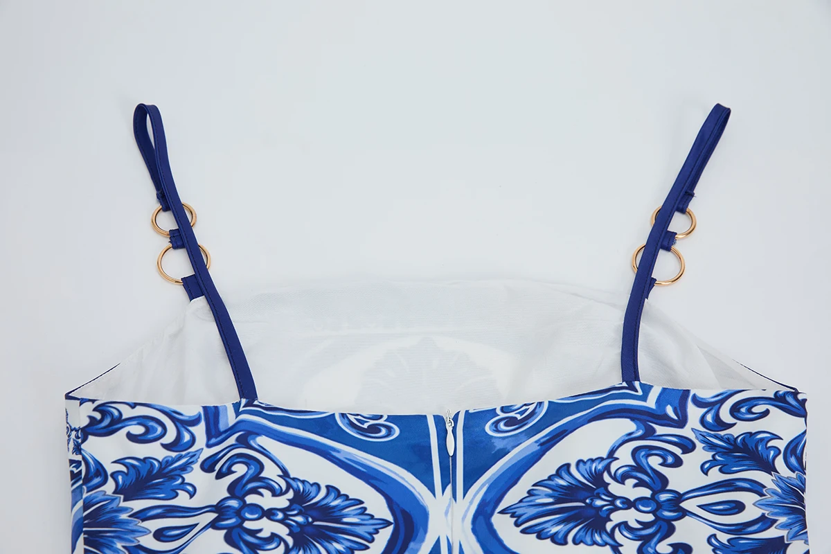 2026 sommer Urlaub Vintage Print Prom Langes Kleid Für Frauen Blau Und Weiß Porzellan Druck Spaghetti Strap Schlank Maxi Vestidos