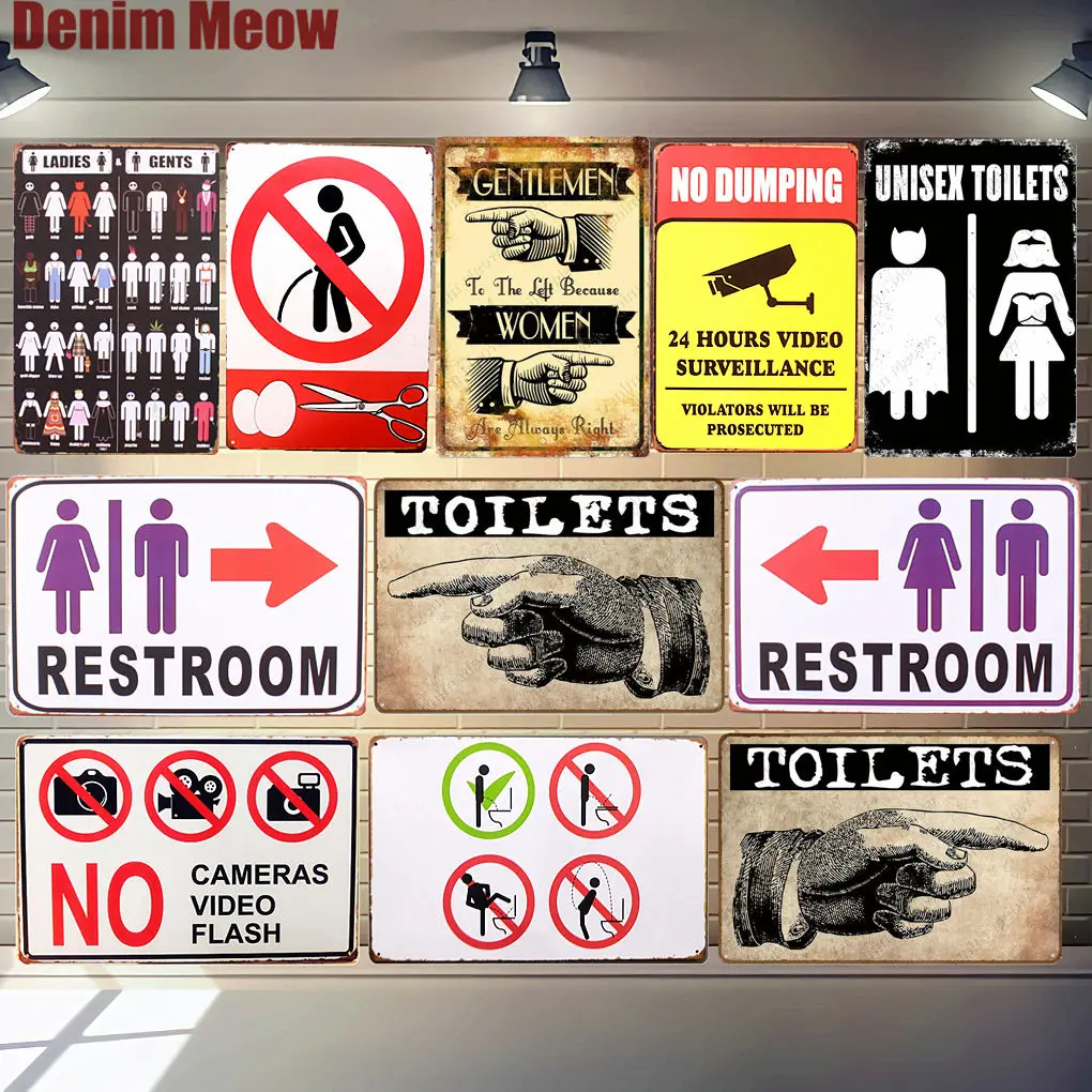No Dumping Vintage Metallblechschilder, Toilettenschilder, Retro-Plakette, lustiges Wortkunstposter, Bar, Café, Wanddekoration, Damen Herren