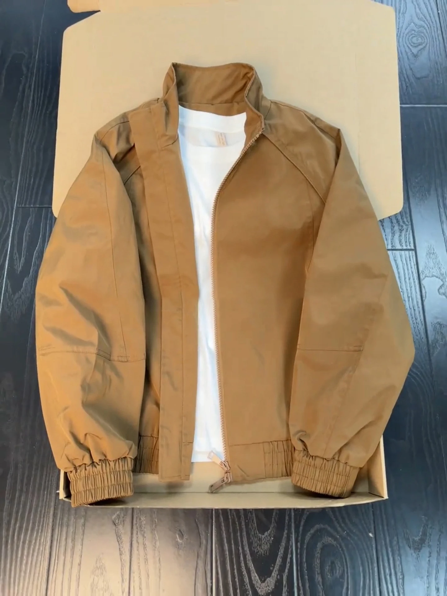Brown American Pilot Jacket Short Style Stand Collar Baseball Design Spring Fashion Men's Outerwear Casual Loose Fit Windproof
