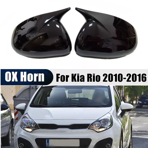 Para Kia Rio 2011-2017 pegatina de coche cubierta de espejo retrovisor lateral tapa de ala de bocina puerta Exterior funda de vista trasera embellecedora con apariencia de fibra de carbono