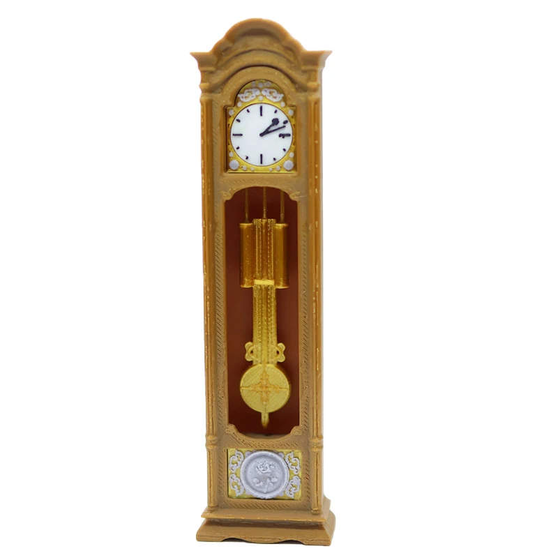 1/12 Retro Standing Clock Grandfather Clock Model Dollhouse Living Room Furniture Decoration Doll House Scene Ornament