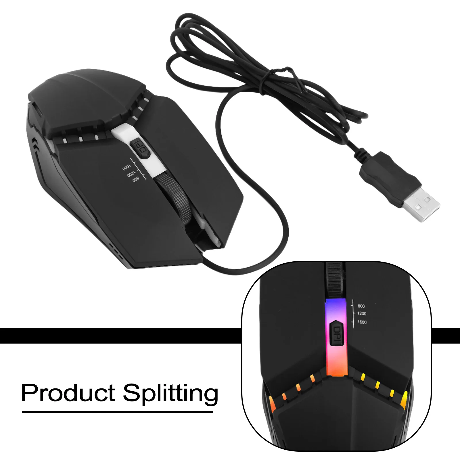 Souris optique filaire rétroéclairée par LED RVB, ergonomique, idéale pour les jeux E-Sports, ordinateur portable et PC de bureau