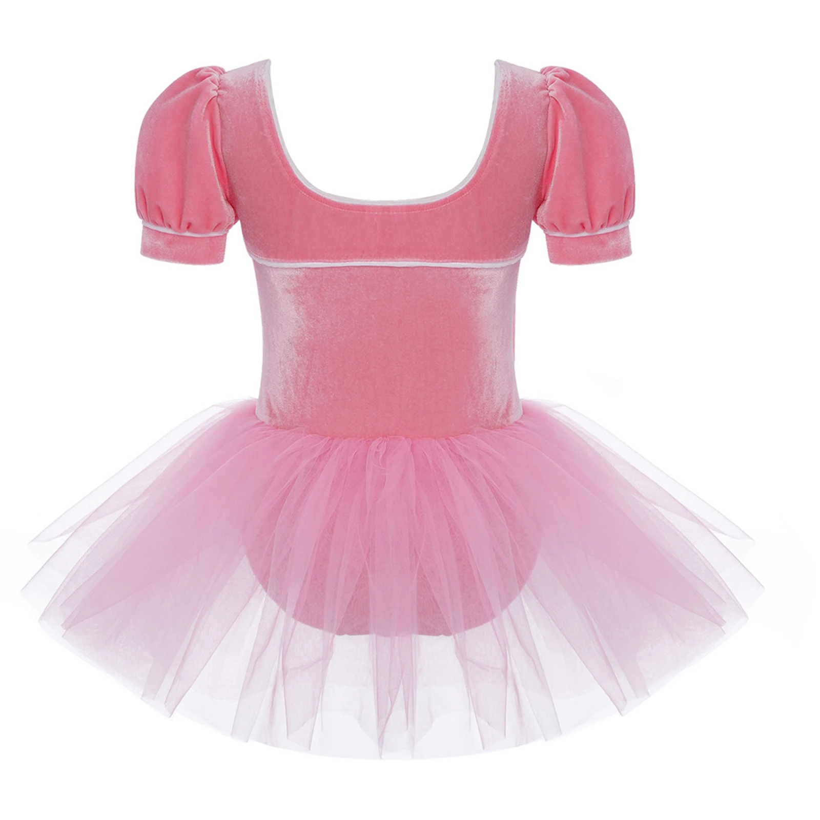 Filles élégantes enfant cygne Ballet danse Performance Tutu justaucorps robes nœud manches courtes bouffantes velours Tulle Ballet Dancewear