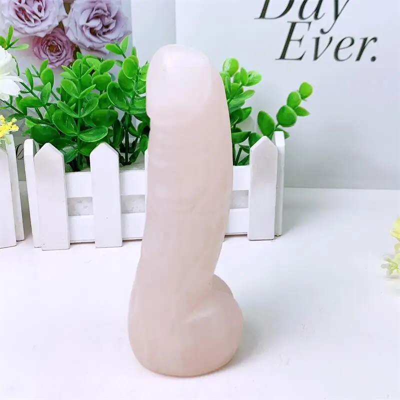 Natural Rose Quartz Crystal Massage Penis Wand Gemstone Yoni for Women Health Smooth Polished Fengshui Decor 14cm