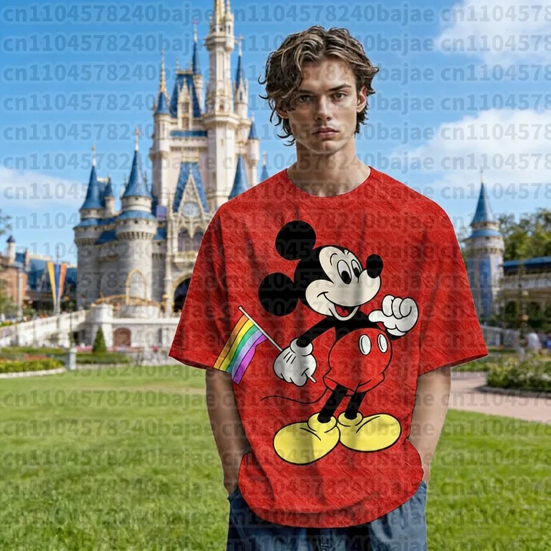

Disney Summer Mens Casual T-shirts High Quality Mickey Mouse Print Brand Comfortable Classic Male Daily Short Sleeve Cool Tops