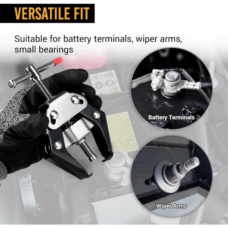 Outils professionnels de réparation automobile : extracteur de bornes de batterie, d'alternateur, de bras d'essuie-glace et de rouleaux