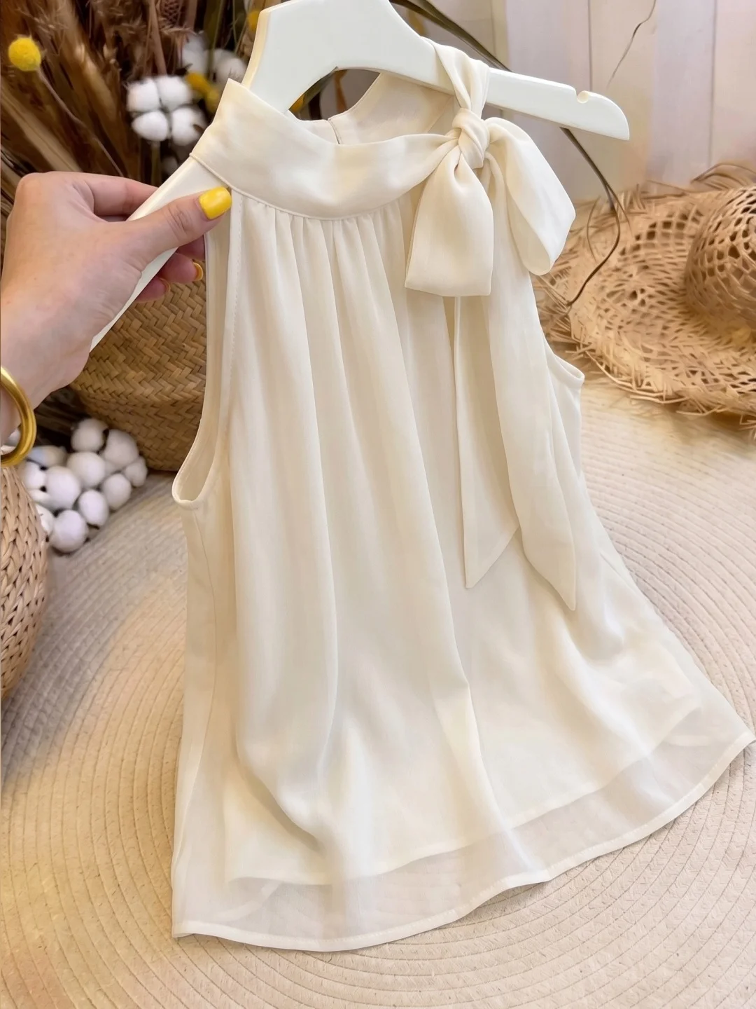 

Summer 2026 Knot Neckline Vest Design Sensation Versatile Fashionable Personality Top Korean Style Silk Women...