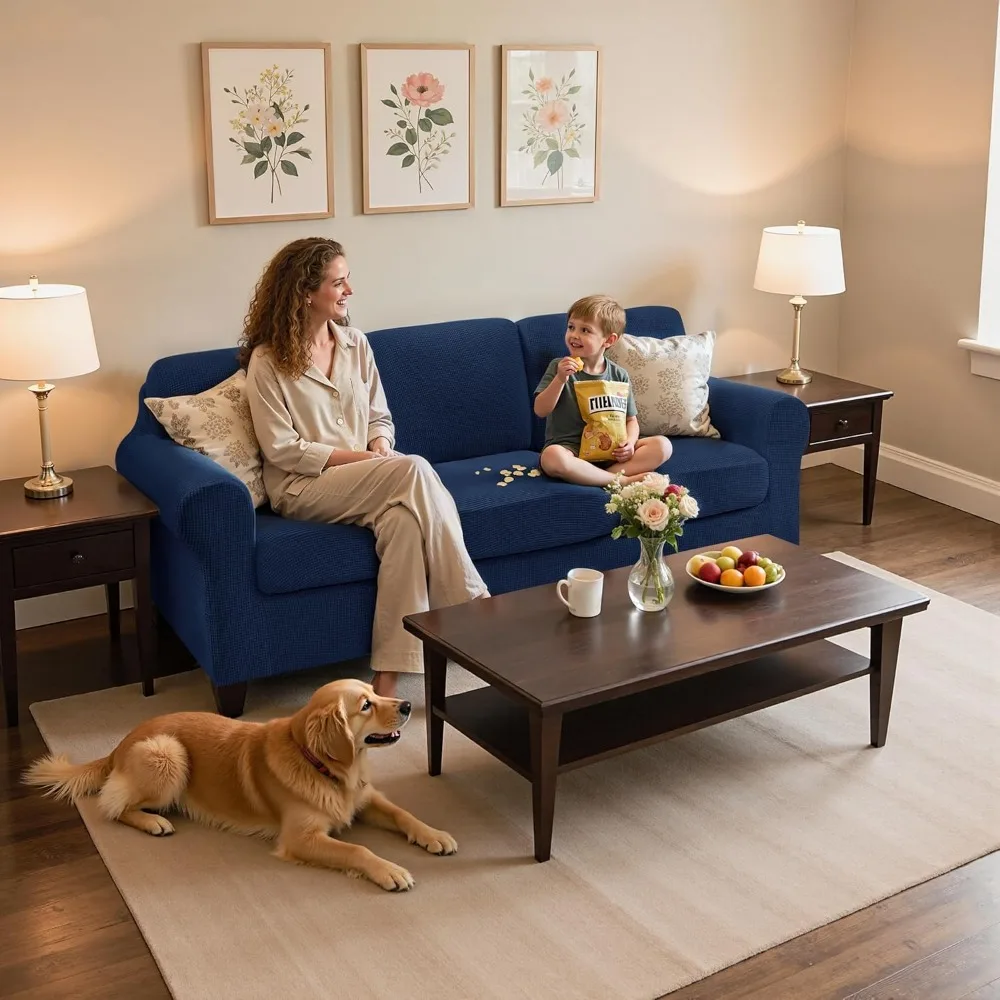 طقم أغطية أريكة قابلة للتمدد مكون من 7 قطع غطاء أريكة ومسند الظهر ووسادة حامية للأثاث للأرائك المحشوة #2