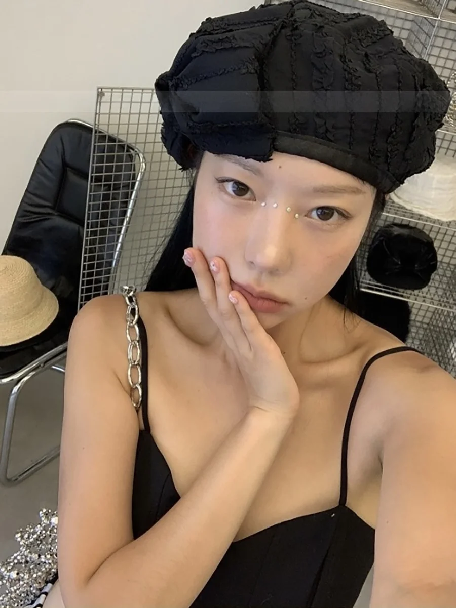 

Spring Summer Lace Knot Beret Hat Women's Vintage Thin Breathable Artist Hat Trendy Casual Sle Wide Brim Hat