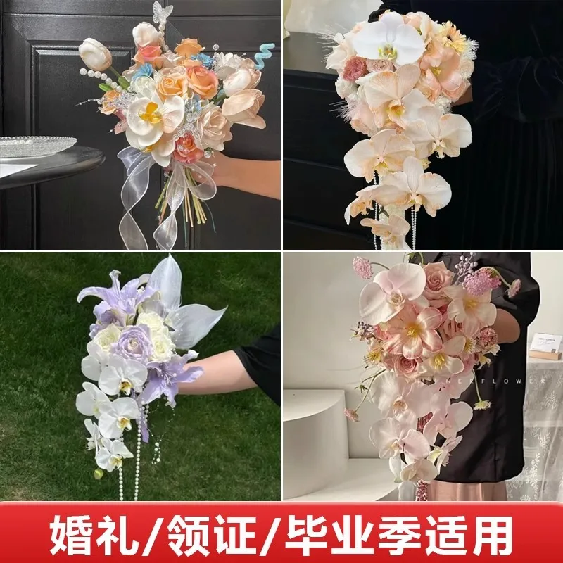 Finished wedding dress wedding bridesmaid wrist flower photo props waterfall fake bouquet