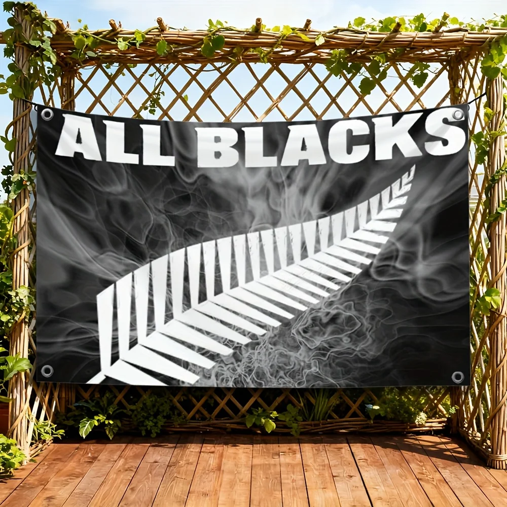 All Blacks Flag Banner New Zealand Rugby Sport Decor Māori Smoke Print Outdoor House Party Decoration Sign Gift Display Flag Sig