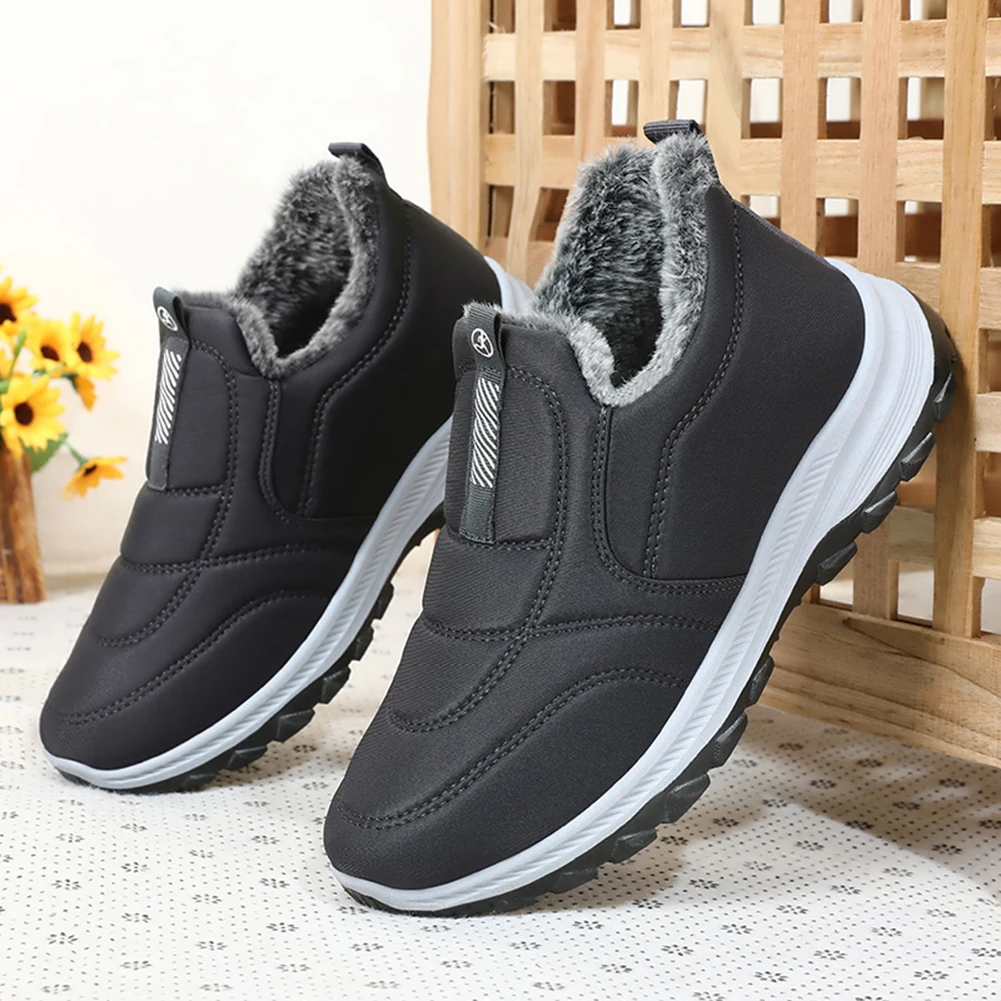 

Warm Walking Shoes Lightweight Thermal Ankle Boots Non-slip Slip On Sneakers Winter Thick Fur Shoes for Travel Hiking