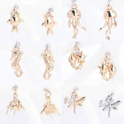 (8945)24K Gold Color Brass with Zircon Marine Life Insect Shaped Pendants Charms High Quality Diy Jewelry Making Accessories