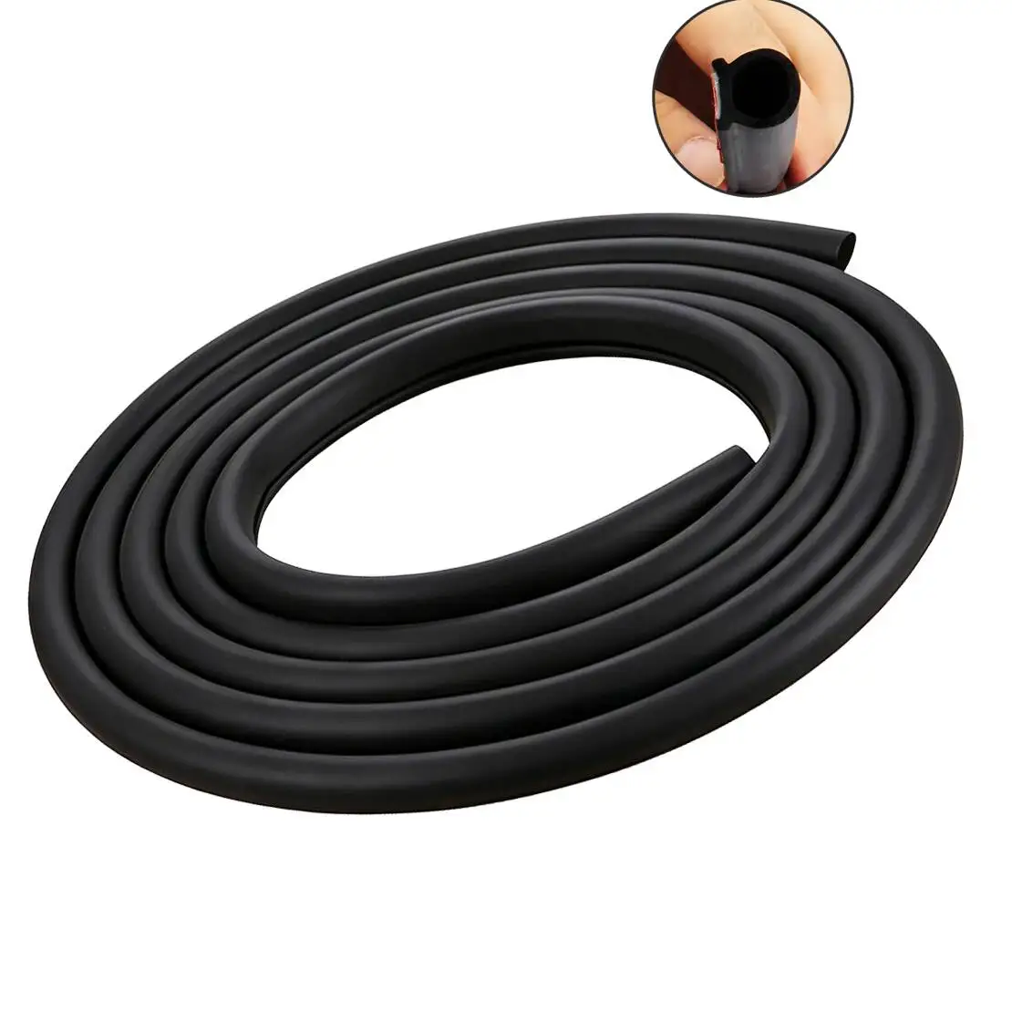 Car Universal 1.5x1.5cm 2m D-shaped Rubber Boot Tailgate Door Body Gap Filling Sealing Seal Strip Black