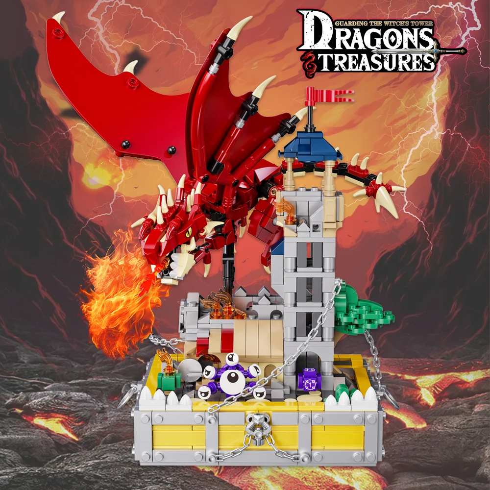

NEW MOC Witch Tower Dragon Building Blocks Creative Assembly Toy Gift Desktop Ornaments ‌Christmas Birthday‌ Gift 927Pcs