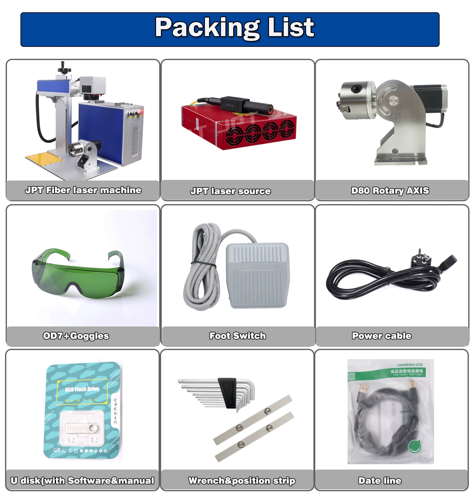 JPT 200W M7 Mopa Fiber Laser Marking Cutting Machine 200x200mm Quartz Len Rotary Compatible Lightburn