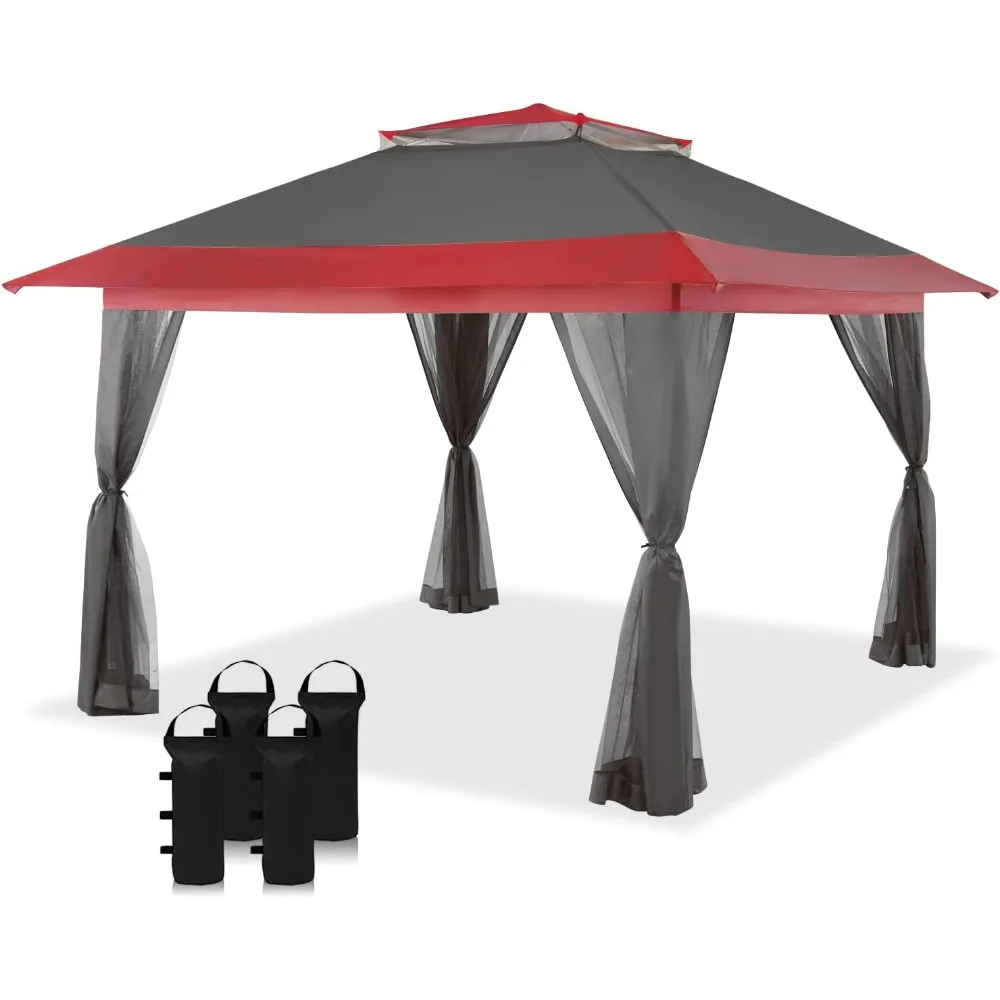 

13X13 Pop Up Gazebo Base 10X10 Patio Gazebos Quick Setup Newly Designed Storage Bag Instant Canopy Tent with Mosquito Nettings