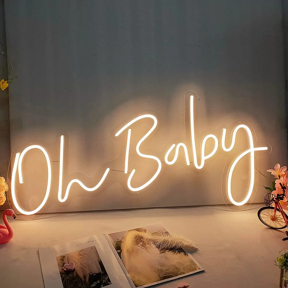 Oh Baby Neon led Sign Happy Birthday Led Light Party Flex Transparent Acrylic Neon Light Sign Wedding Party Decoration