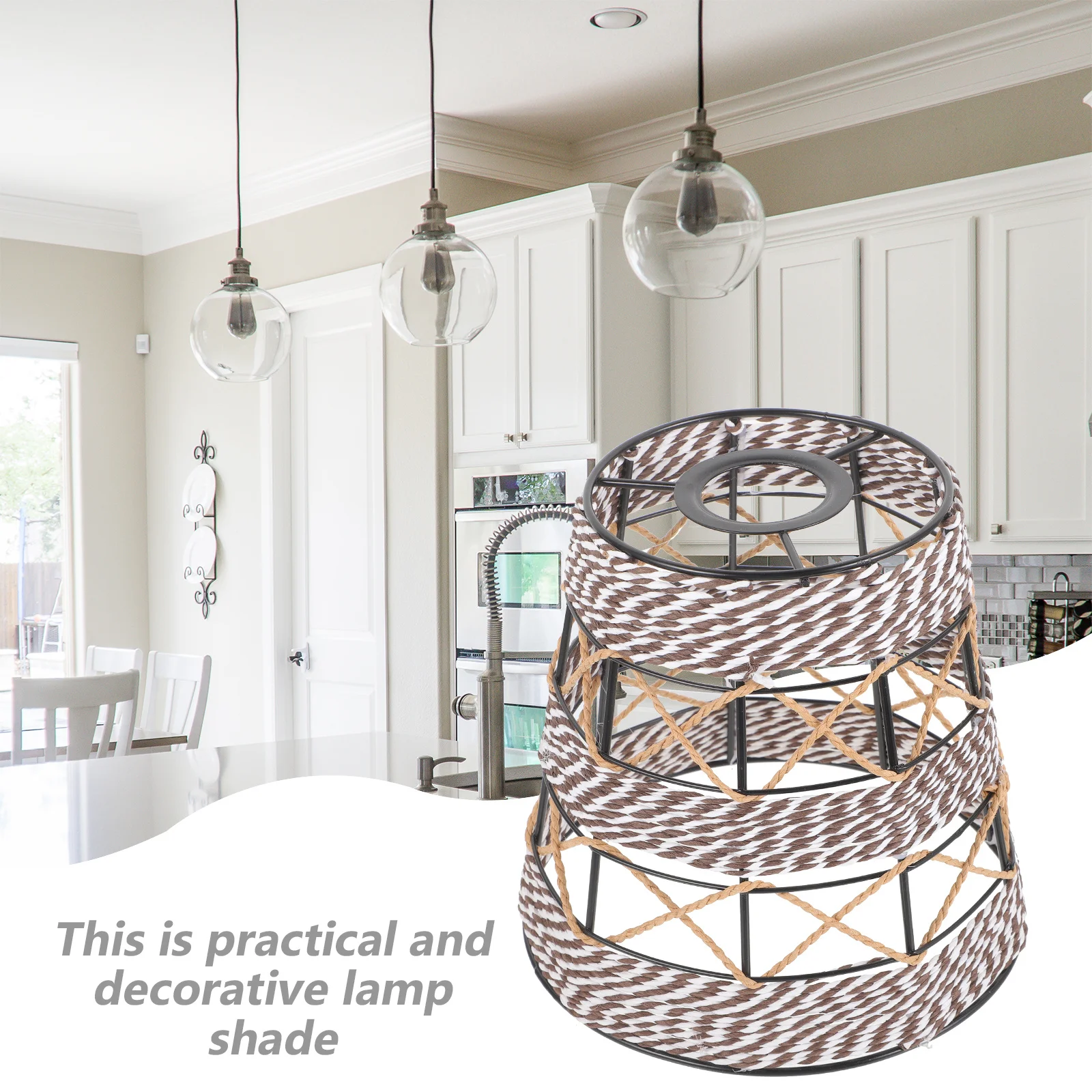 

Handwoven Pendant Lamp Shade Replacement Hanging Light Cover Decorative Woven Lampshade for Bedroom Living Room Chandelier